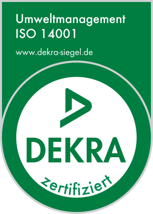 The DEKRA ISO 14001 environmental management seal as proof of sustainable and ESG-compliant corporate relocations with DACHSER & KOLB.