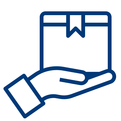 Eine offene Hand, die ein Paket trägt, symbolisiert die praktische Verpackungsrücknahme nach der Lieferung.