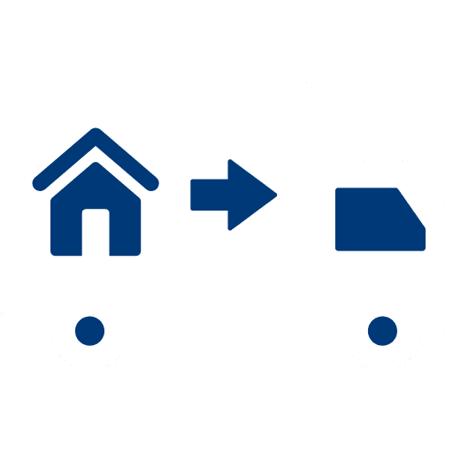 Icon eines Umzugswagens mit Haus-Symbol – Darstellung der VIP-Umzugsleistung