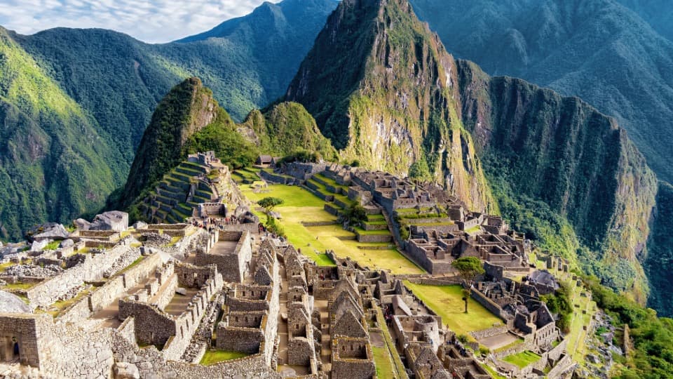 Aerial view of Machu Picchu in the Peruvian highlands