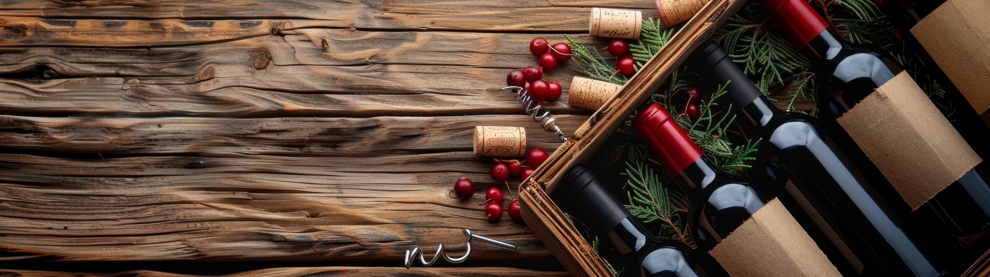 Wein-Karton mit Weinflaschen in Trennfächern auf Holztisch – sicher verpackt für Transport und Lagerung