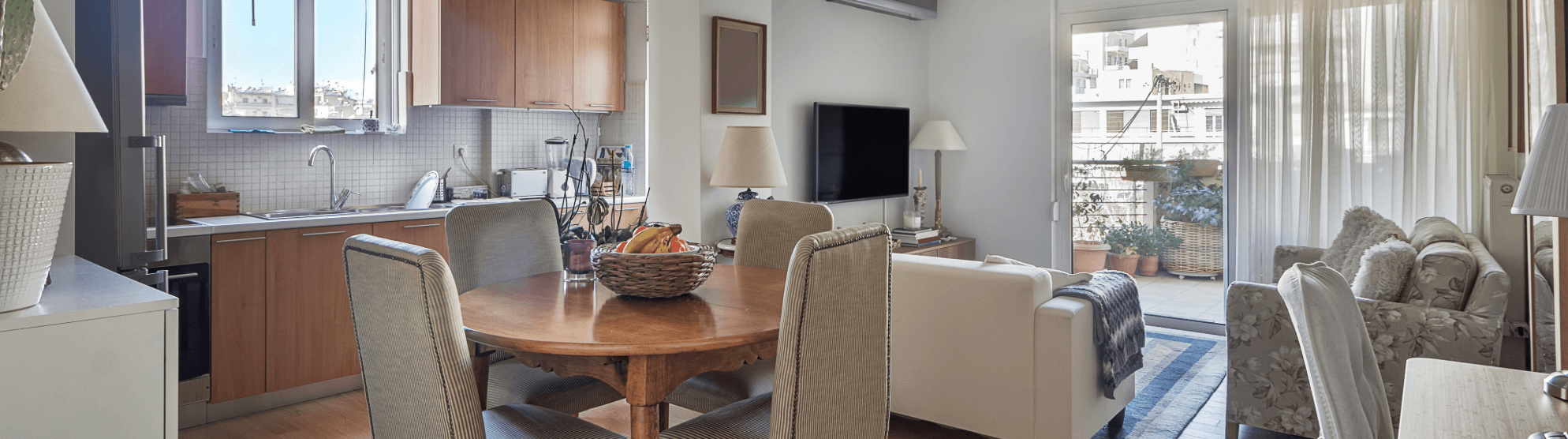 Bright, modern city apartment with balcony – example of current urban living trends in major cities