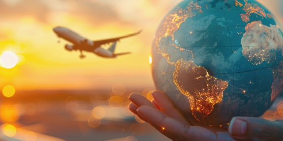 Familie mit Kindern steigt ins Flugzeug – Symbolbild für internationalen Umzug