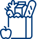 Icon: Einkaufstüte mit Lebensmitteln – Symbol für Lebensmittel und tierische Erzeugnisse