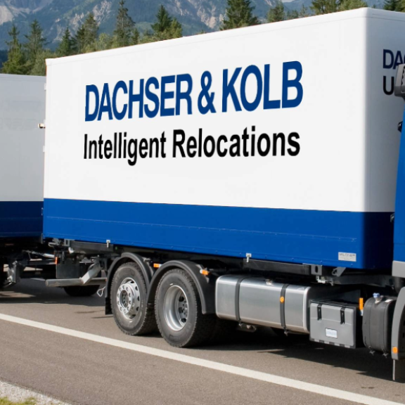 Truck on the highway – DACHSER & KOLB provides professional relocation services.