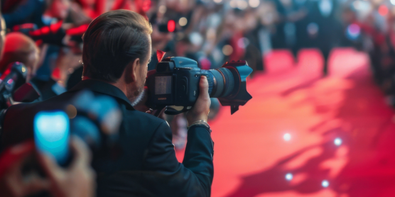 Fotografen fotografieren Prominente auf dem roten Teppich – VIP-Umzug für prominente Persönlichkeiten