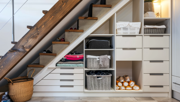 Cleverer Stauraum unter Treppe – ideal zur Platzersparnis beim Umzug in eine kleinere Wohnung