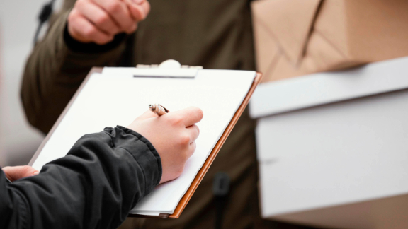 Unterschrift auf Formular – wichtiger Schritt bei der Schadensbearbeitung nach einem Transportschaden