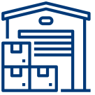 Icon Lagerhalle mit gestapelten Kartons – Lagerung